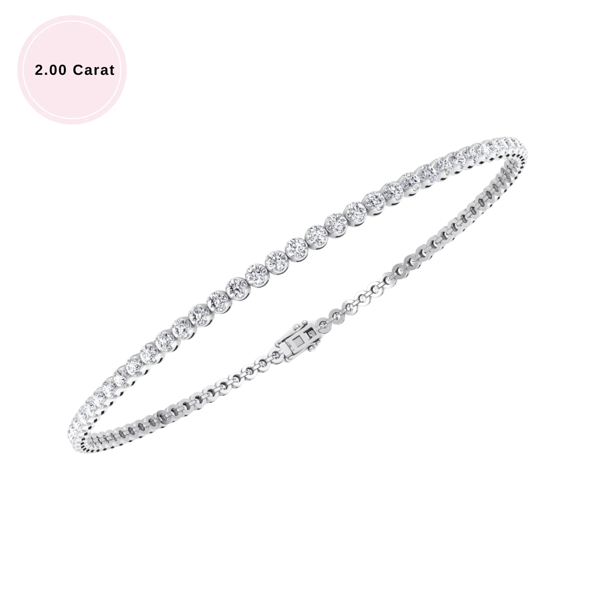 Crown Prong Natural Diamond Tennis Bracelet 14K Solid Gold