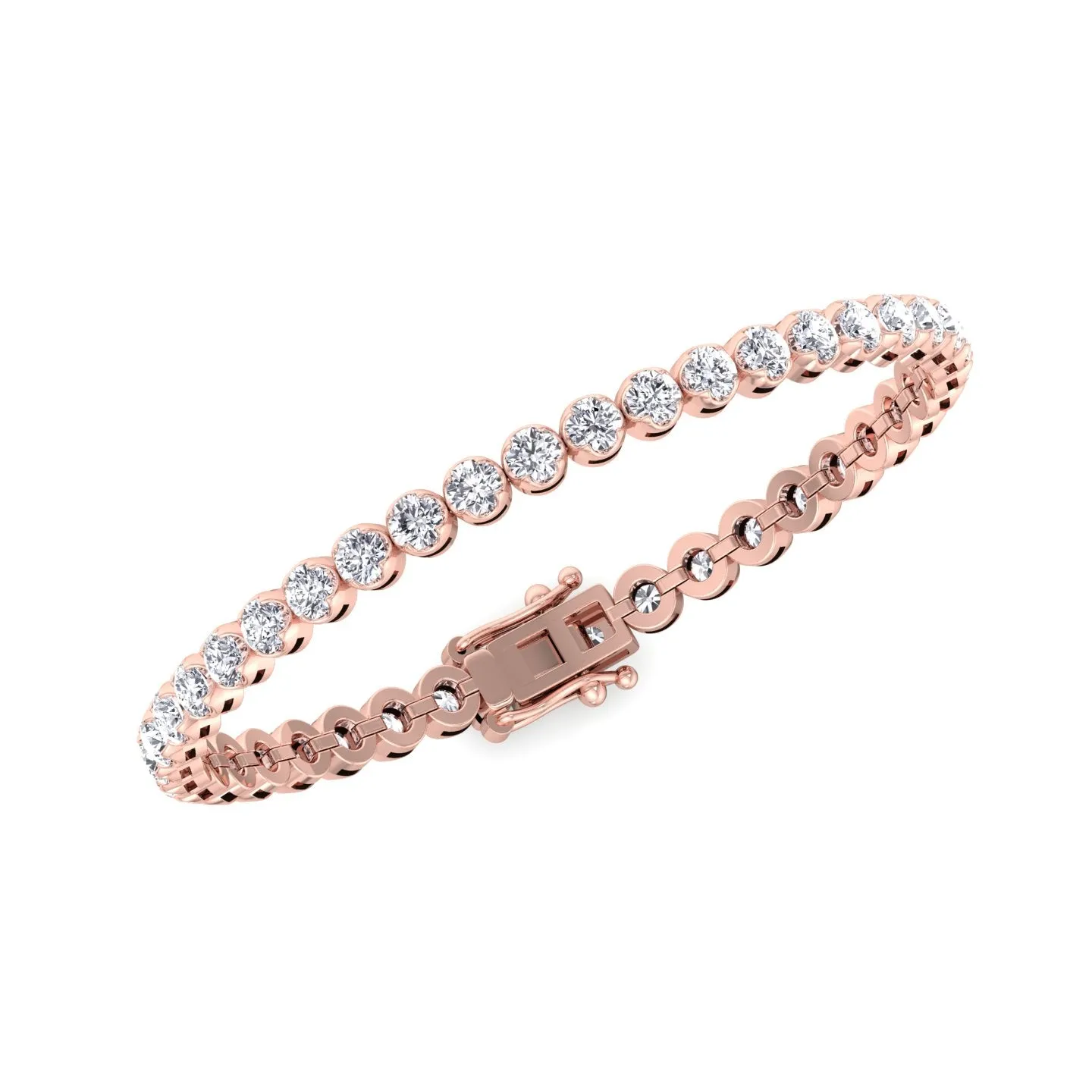 Crown Prong Natural Diamond Tennis Bracelet 14K Solid Gold
