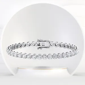 Crown Prong Natural Diamond Tennis Bracelet 14K Solid Gold