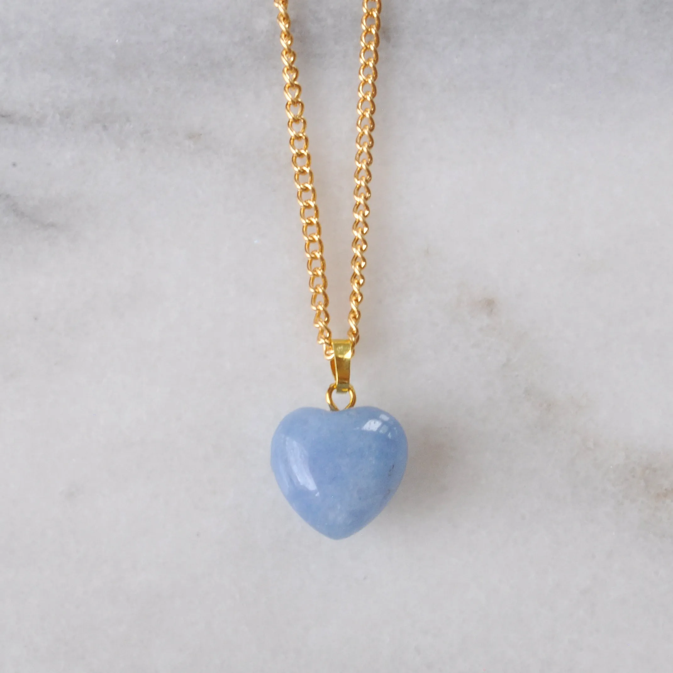 Crystal Heart Necklace on Gold Chain