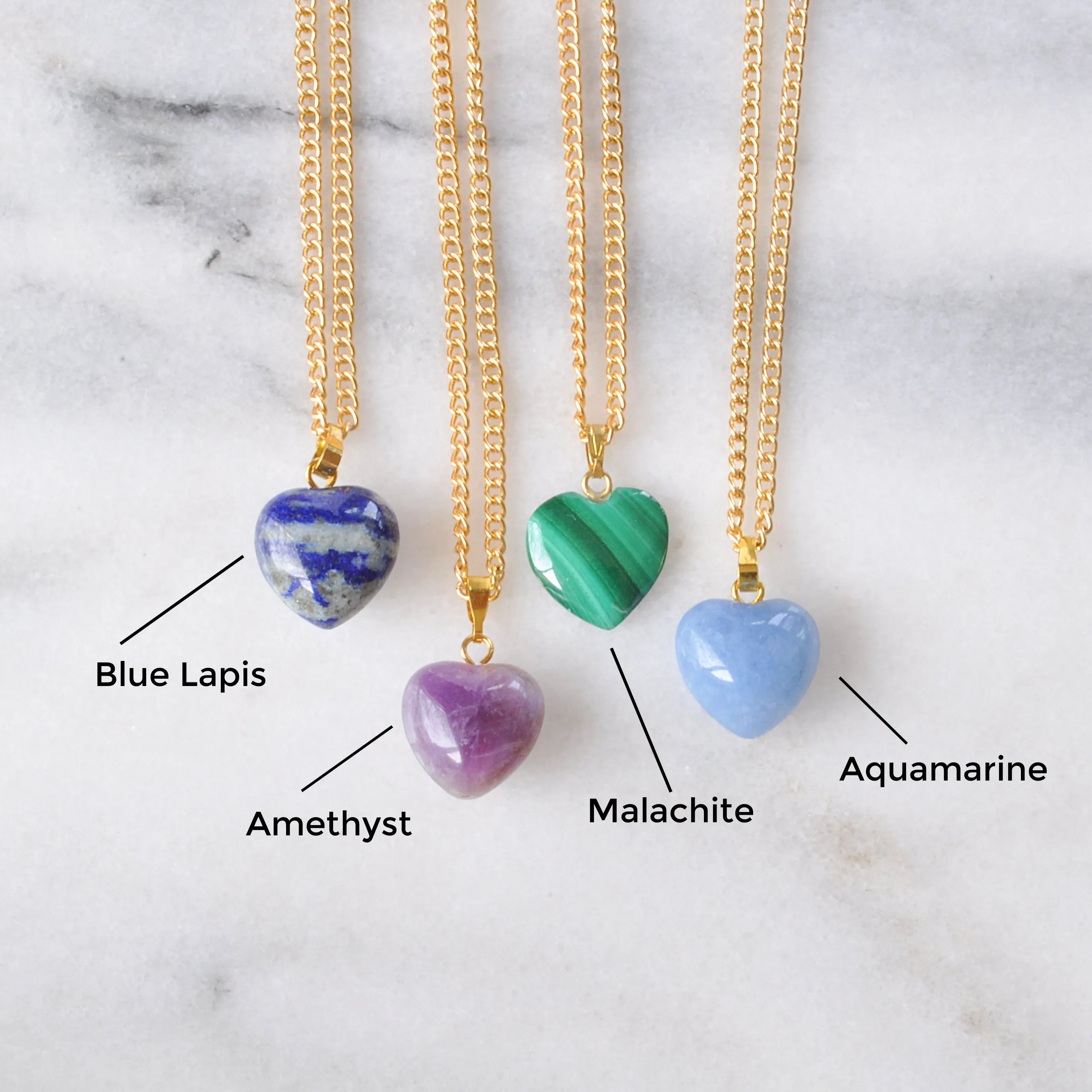 Crystal Heart Necklace on Gold Chain