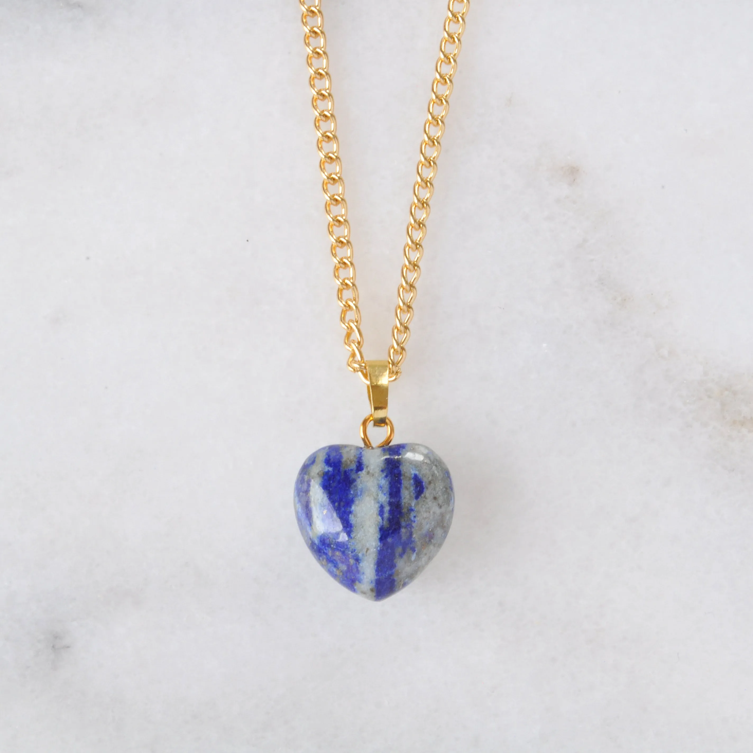 Crystal Heart Necklace on Gold Chain