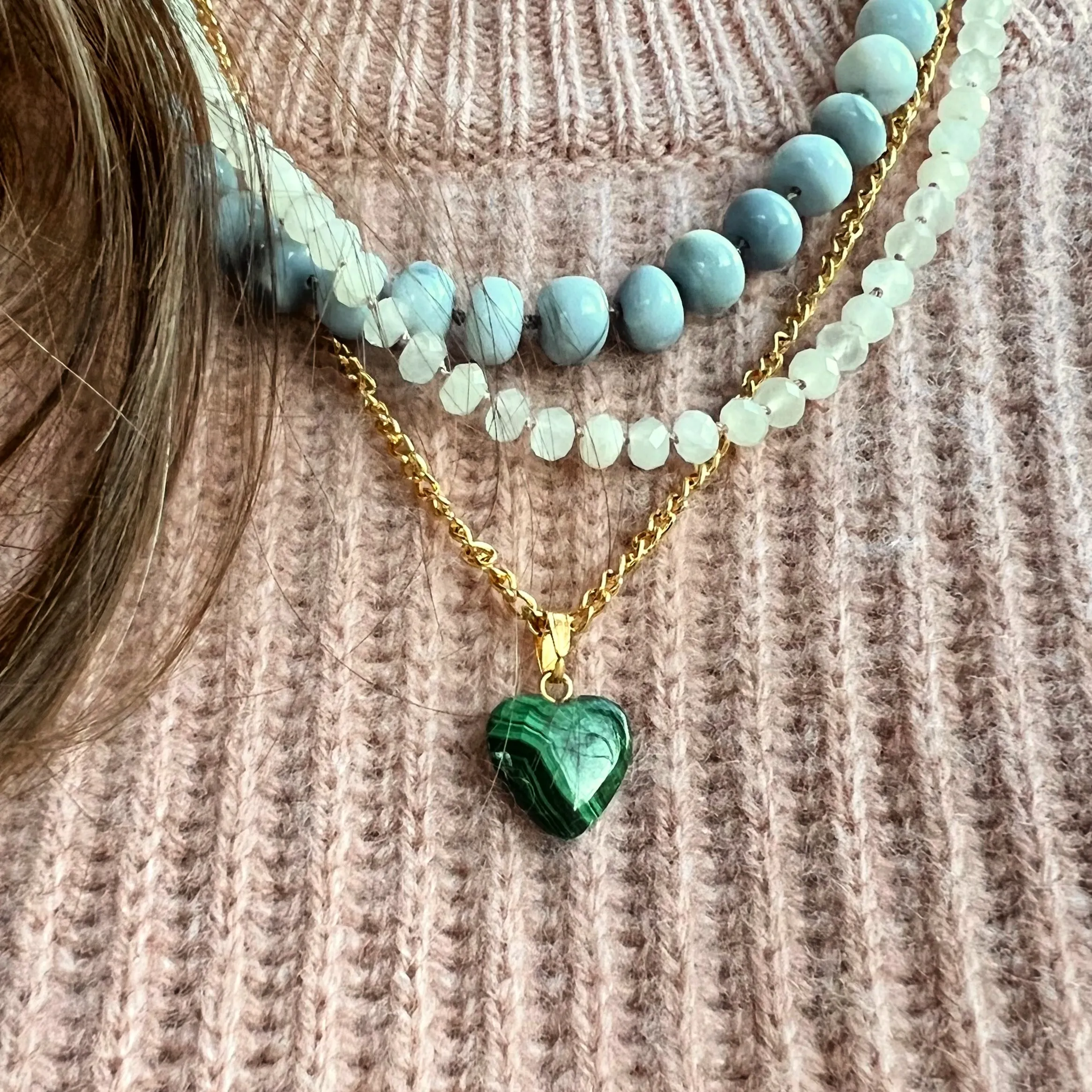 Crystal Heart Necklace on Gold Chain