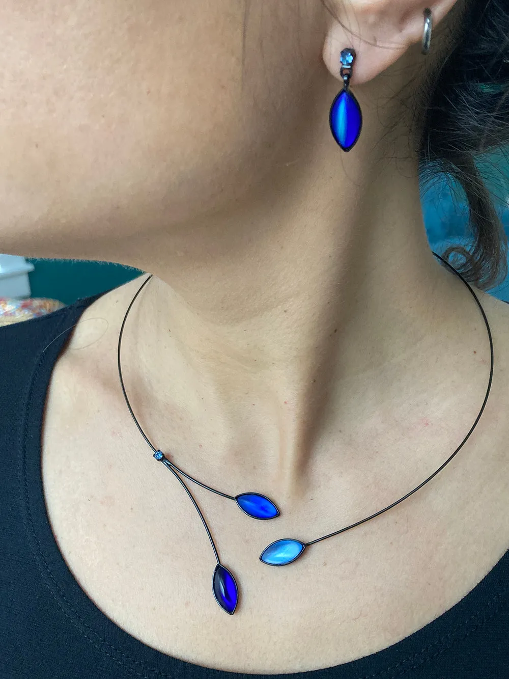 Czech and German Blue Glass Bead Earrings