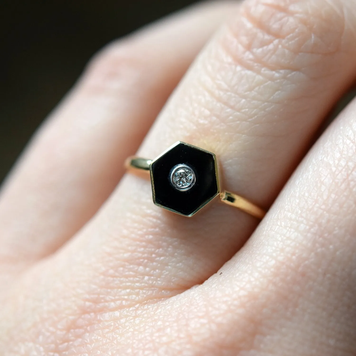 Diamond Hex - 14K Yellow Gold