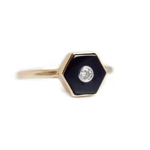 Diamond Hex - 14K Yellow Gold