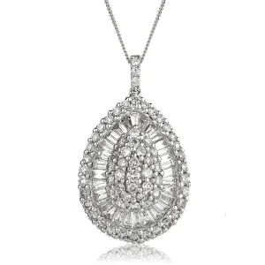Diamond Pear Shape Pendant Necklace 2ct F VS Quality in 18k White Gold