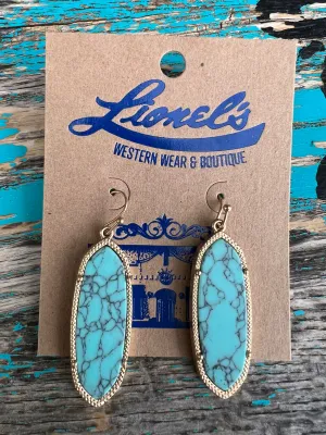 Distinctive Aqua  Earrings/GOLD TRIM