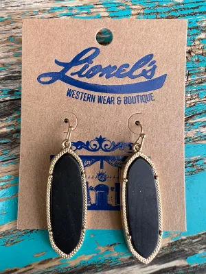 Distinctive Black Earrings/GOLD TRIM