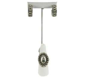 Distinctive Sun Sterling Silver Set: Ring Size 8 & Matching Earrings