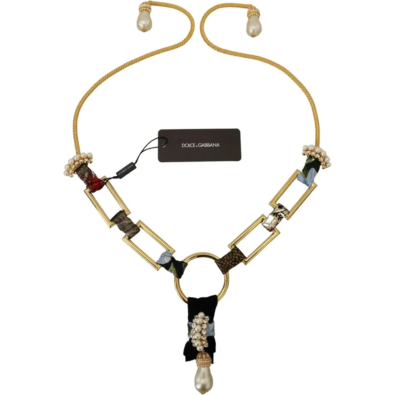 Dolce & Gabbana Elegant Gold Brass Pearl Statement Necklace