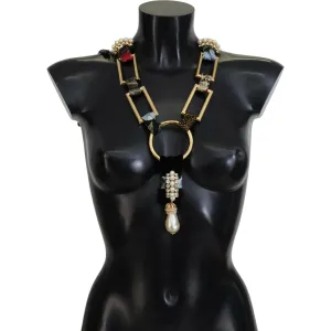 Dolce & Gabbana Elegant Gold Brass Pearl Statement Necklace
