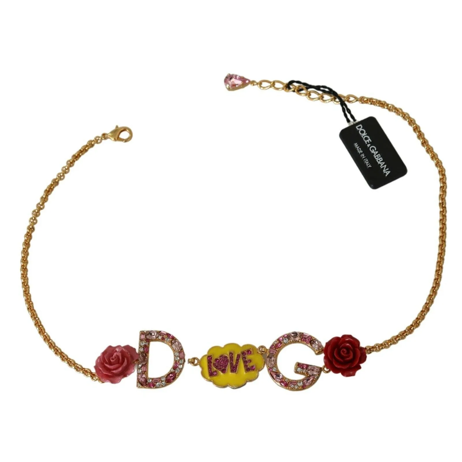 Dolce & Gabbana Gold Crystal Charm Statement Necklace