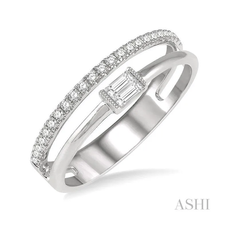 Double Row East-West Baguette Diamond Fashion Ring