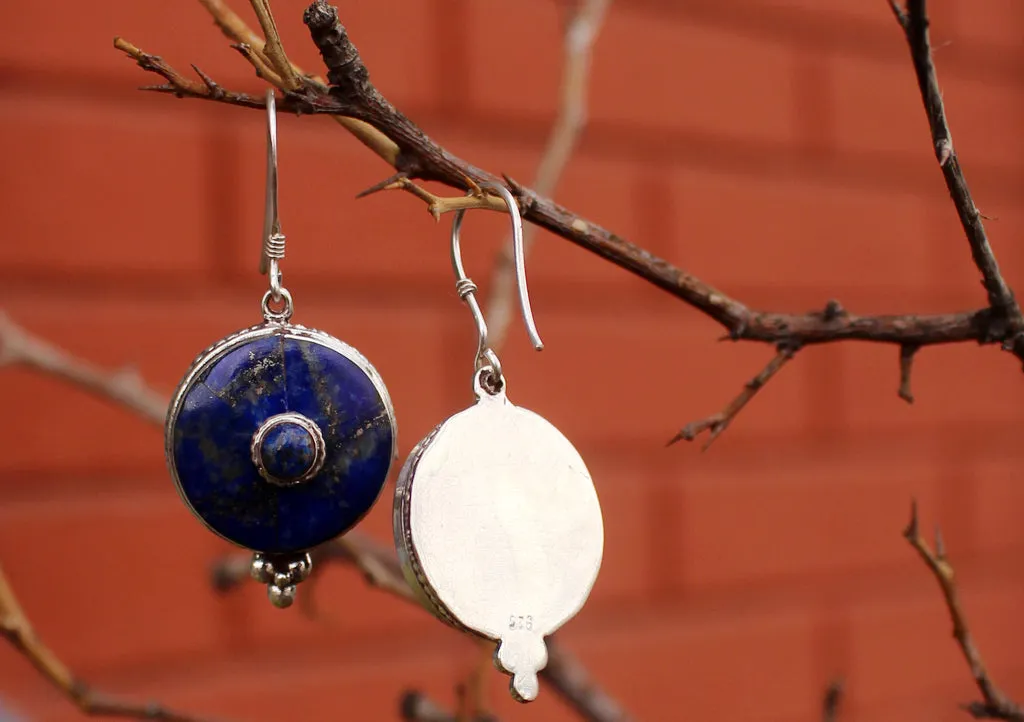 Elegant Lapis Lazuli Silver Sterling Earrings