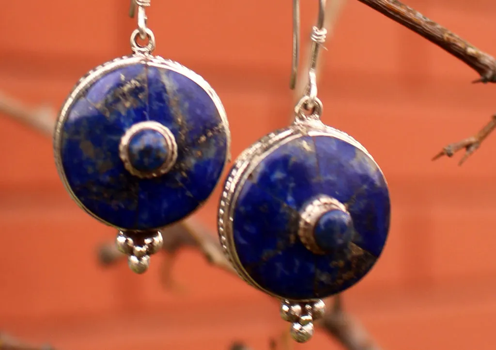 Elegant Lapis Lazuli Silver Sterling Earrings