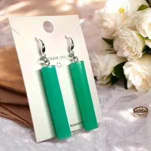 Elegant Oasis Jade-Inspired Cylinder Drop Earrings