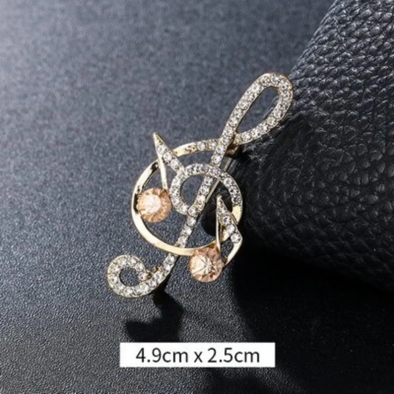 Elegant Rhinestones and Pearl Adorned Musical Signs Brooch Pins
