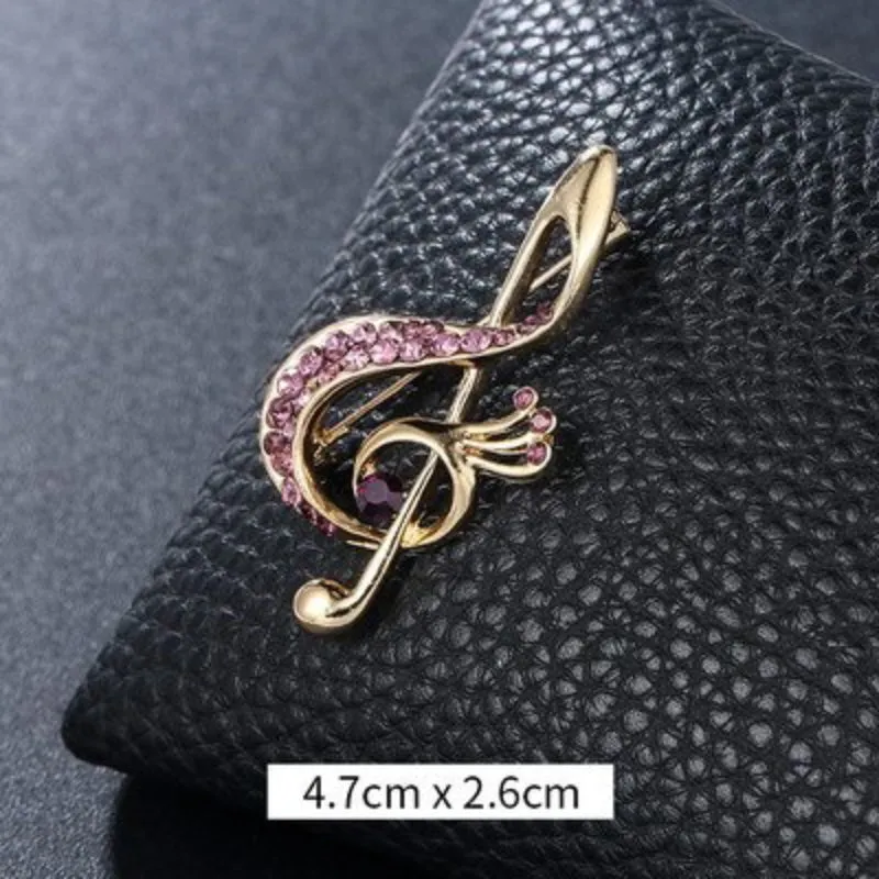 Elegant Rhinestones and Pearl Adorned Musical Signs Brooch Pins