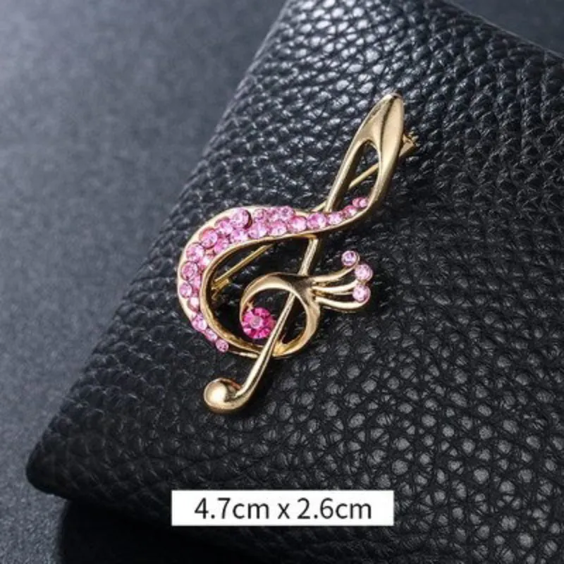 Elegant Rhinestones and Pearl Adorned Musical Signs Brooch Pins