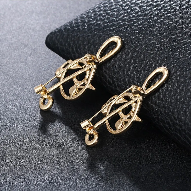 Elegant Rhinestones and Pearl Adorned Musical Signs Brooch Pins