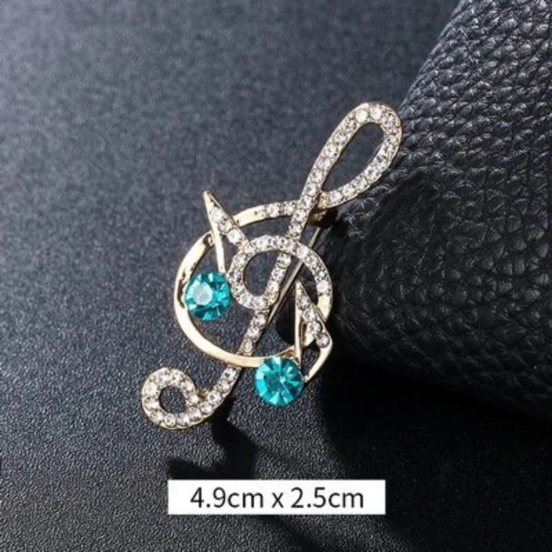 Elegant Rhinestones and Pearl Adorned Musical Signs Brooch Pins