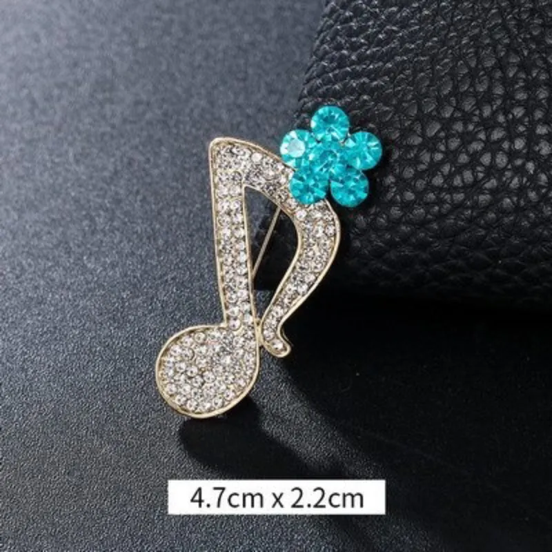 Elegant Rhinestones and Pearl Adorned Musical Signs Brooch Pins