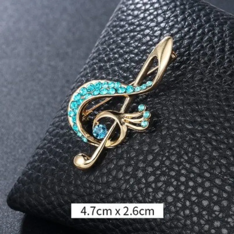 Elegant Rhinestones and Pearl Adorned Musical Signs Brooch Pins