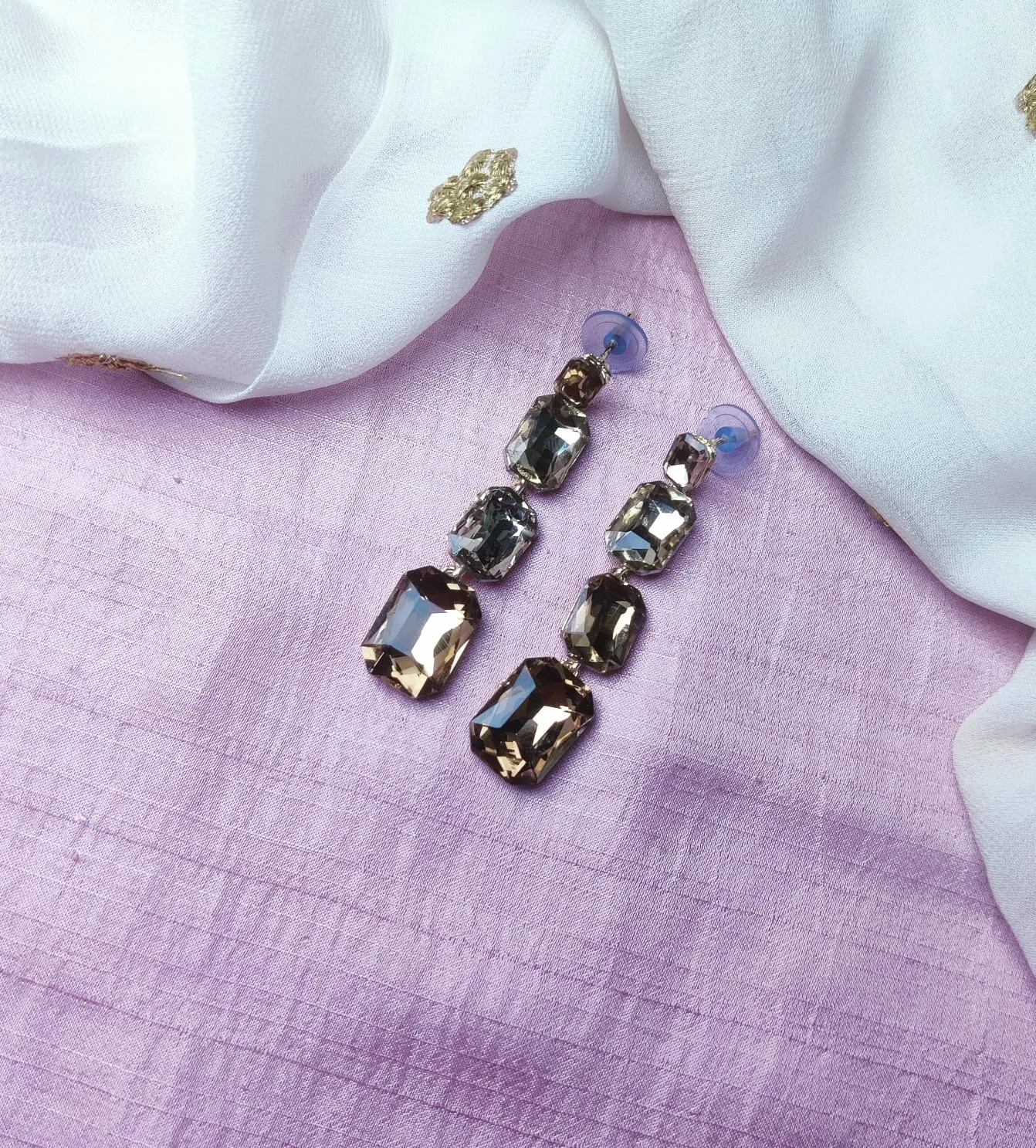 Elegant Sparkling Gold Plated Crystal Dangle Earrings for Special Occasions