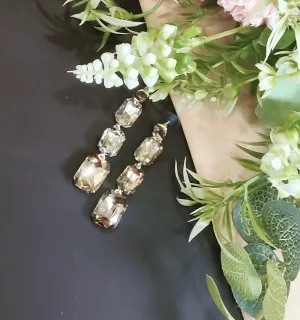 Elegant Sparkling Gold Plated Crystal Dangle Earrings for Special Occasions