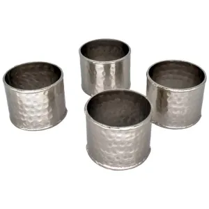 Elegant Stainless Steel Napkin Ring Set - 4 Pieces in Silver (3.5x4.5x3.5cm)