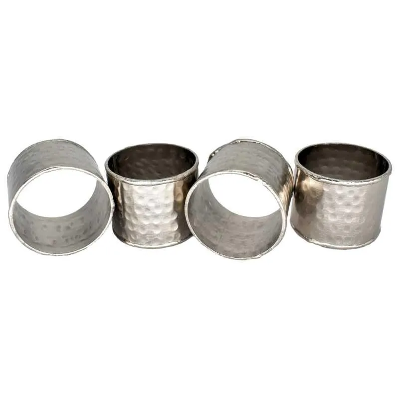 Elegant Stainless Steel Napkin Ring Set - 4 Pieces in Silver (3.5x4.5x3.5cm)