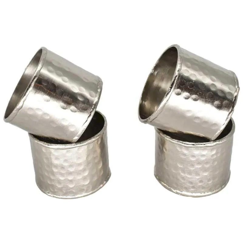 Elegant Stainless Steel Napkin Ring Set - 4 Pieces in Silver (3.5x4.5x3.5cm)