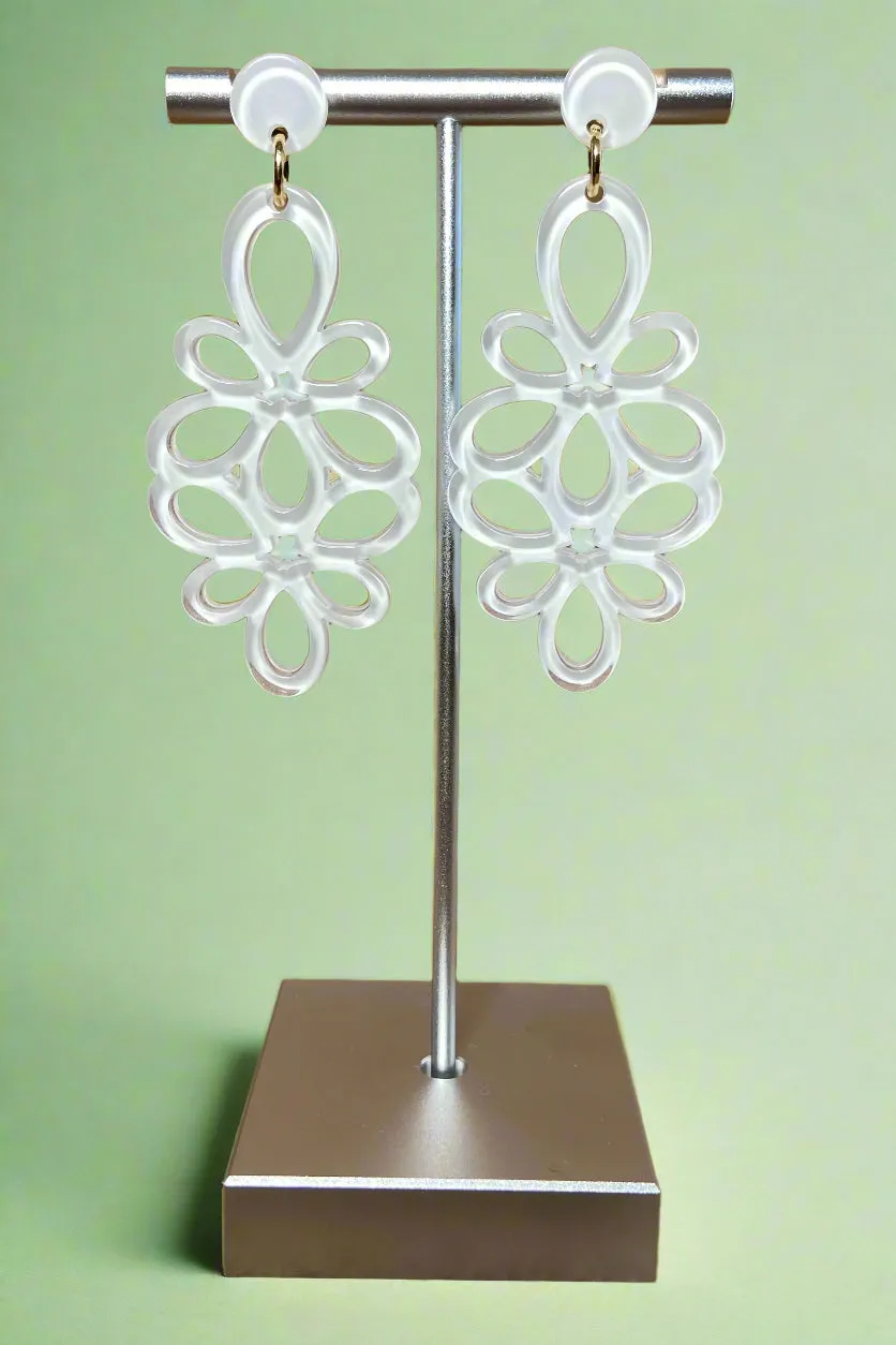 Elegant White Statement Earrings