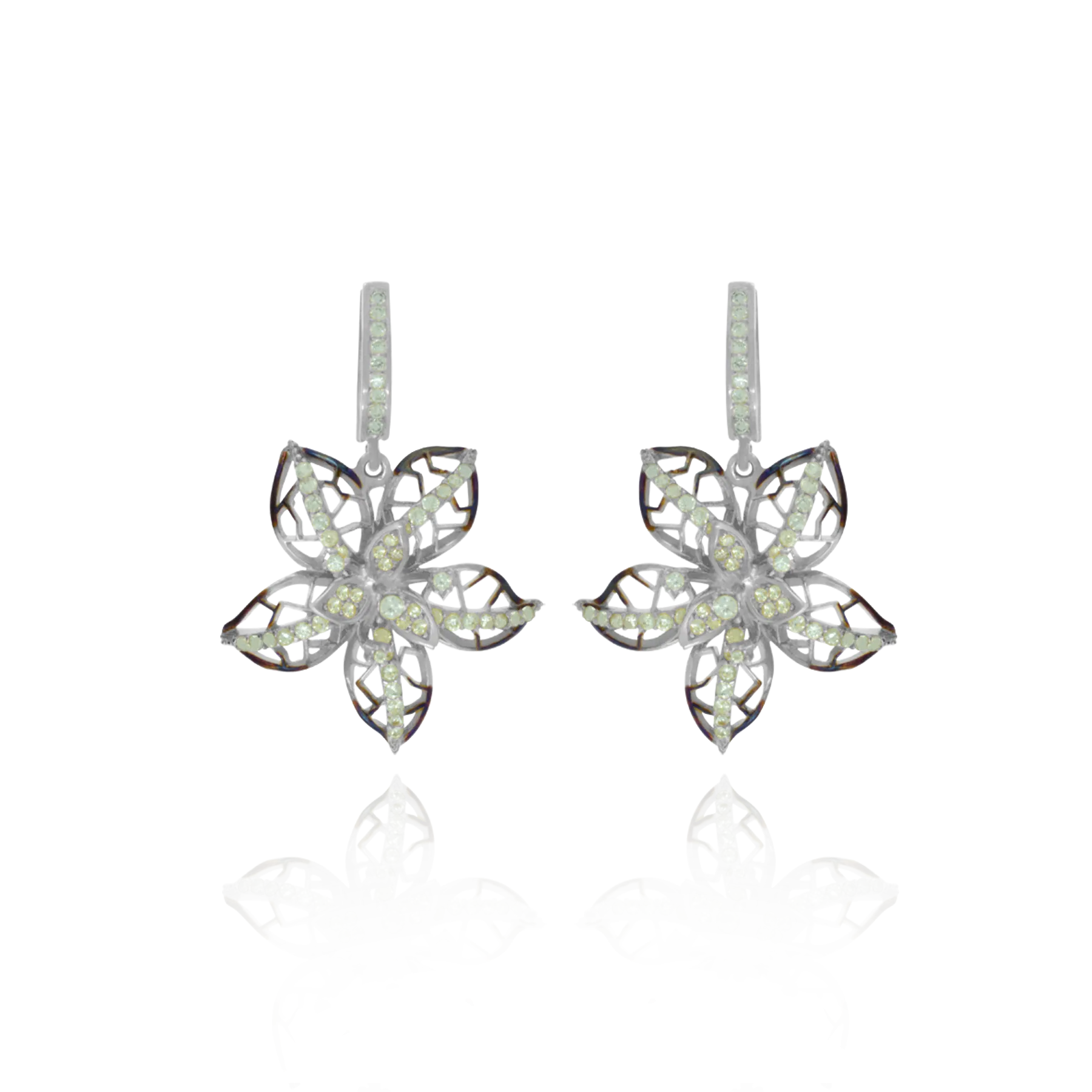 Ember Filigree Flower with Sparkling Petals Earrings