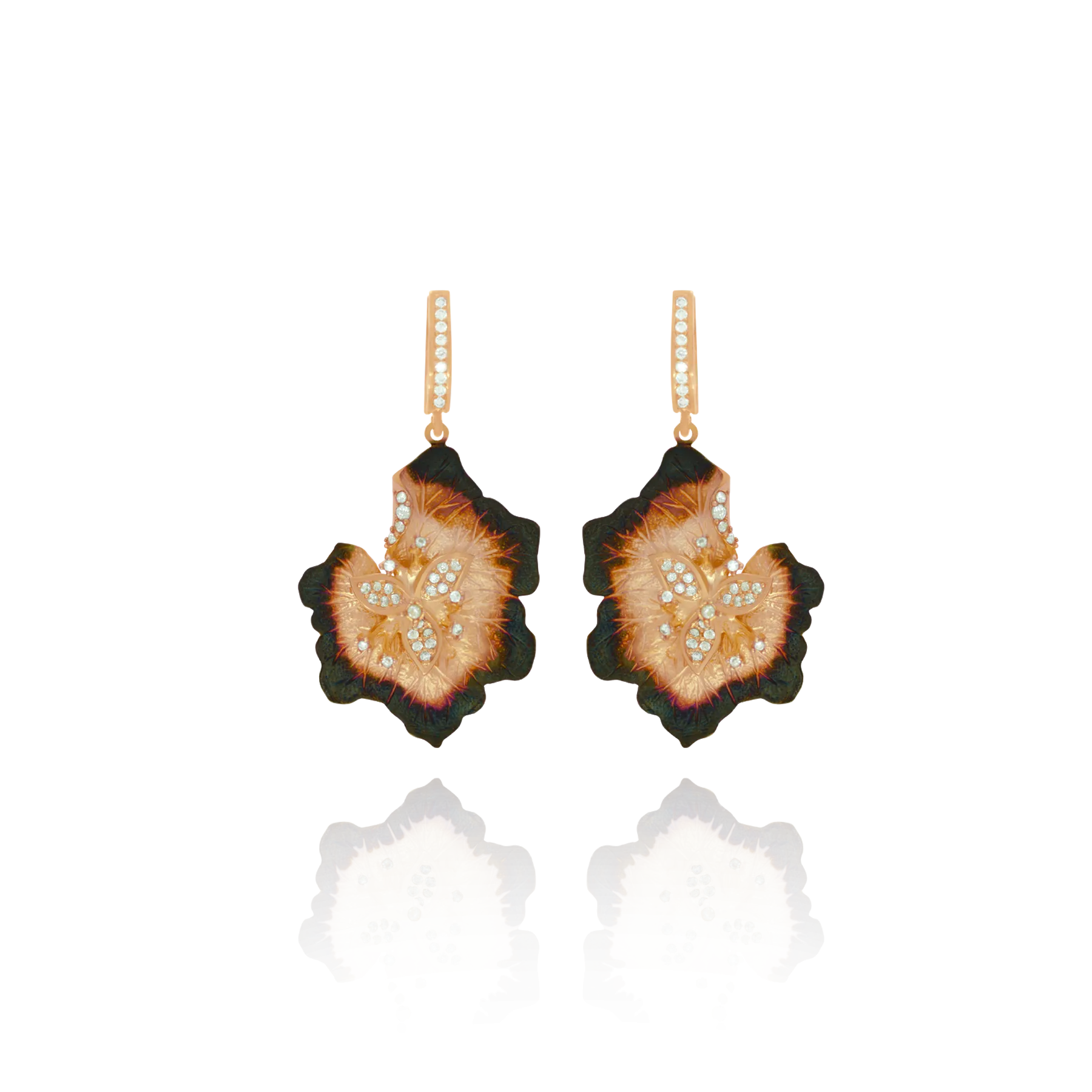 Ember Leaf Petals with Sparkling Center Earrings