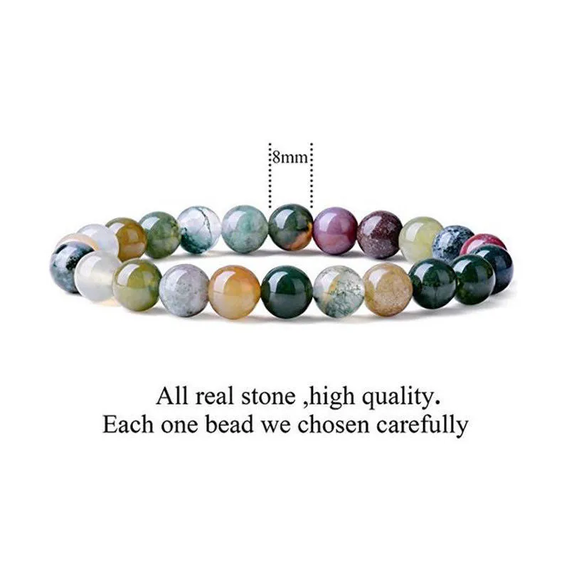 Europe And America Natural Agate Bead Bracelet