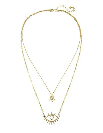 Evil Eye Wire Abstract 2 lines Layered Necklaces