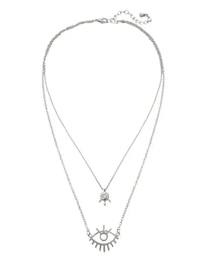 Evil Eye Wire Abstract 2 lines Layered Necklaces
