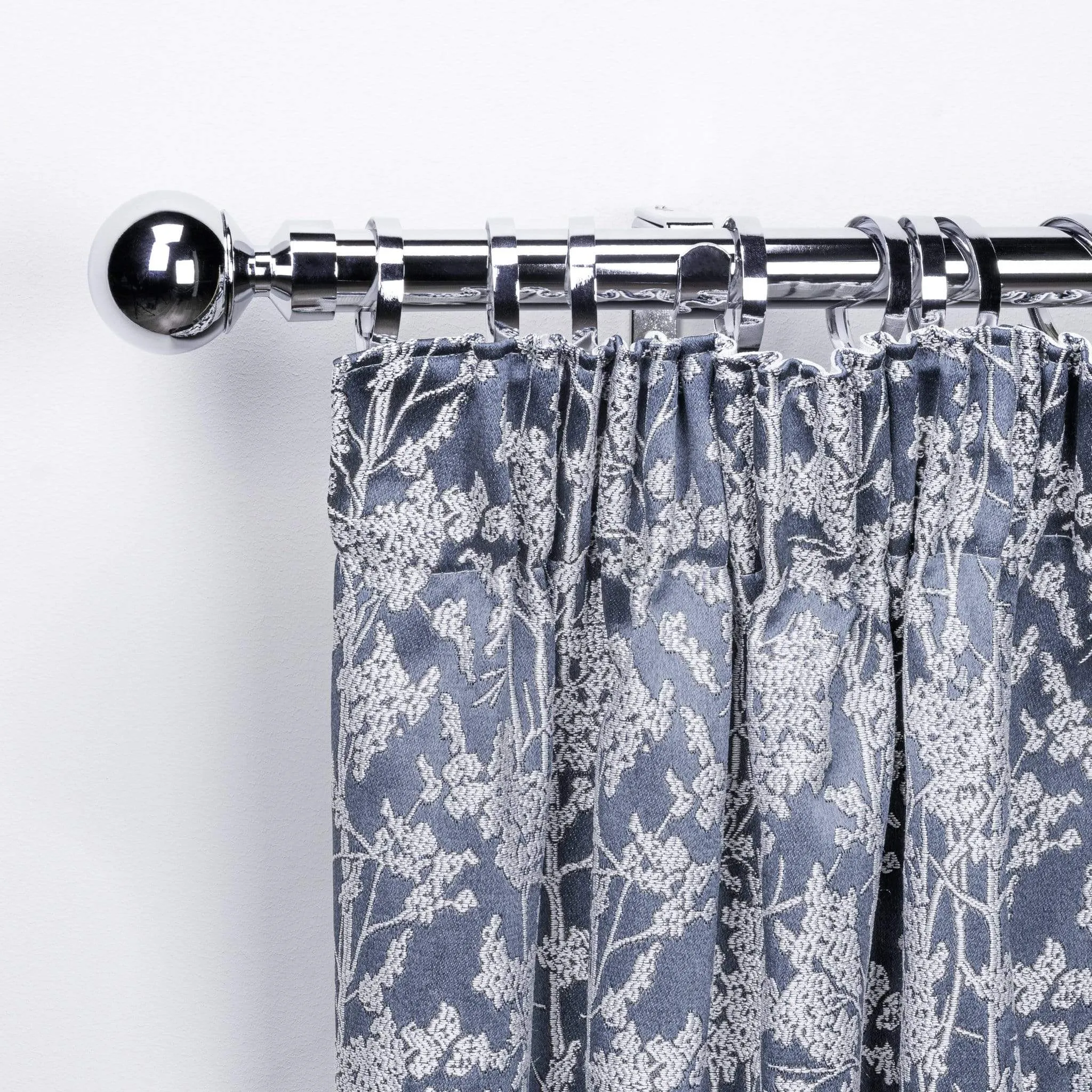 Extendable Chrome Curtain Pole With Ball Finial
