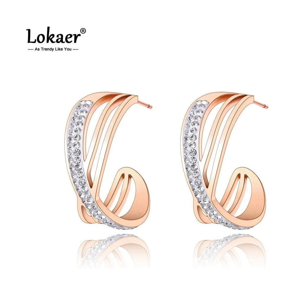 Fashion Titanium Stainless Steel Rhinestone Earrings