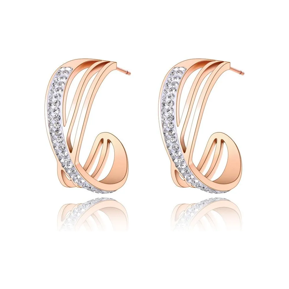 Fashion Titanium Stainless Steel Rhinestone Earrings