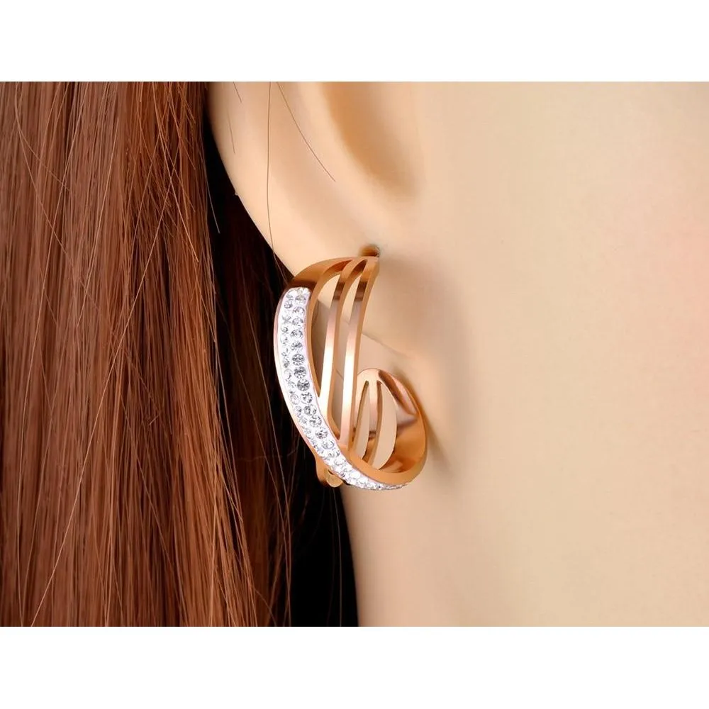 Fashion Titanium Stainless Steel Rhinestone Earrings