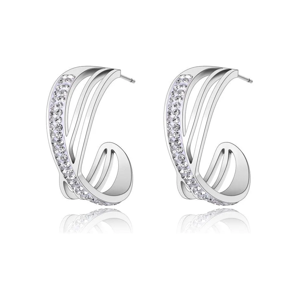 Fashion Titanium Stainless Steel Rhinestone Earrings
