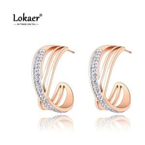 Fashion Titanium Stainless Steel Rhinestone Earrings