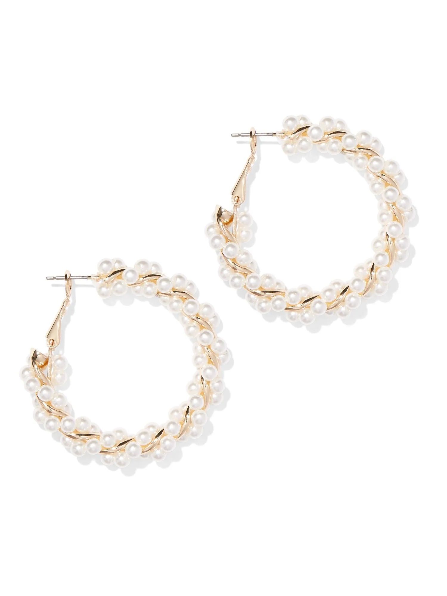 Faux-Pearl Twist Hoop Earring