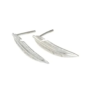 Feather Large Silver Studs