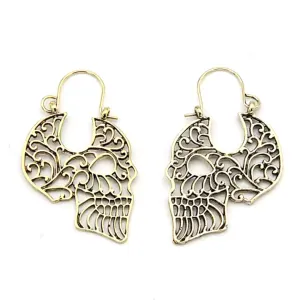 Filigree Hoop Skull Earrings