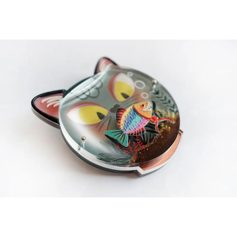 Fishbowl With Cat Brooch by Laliblue