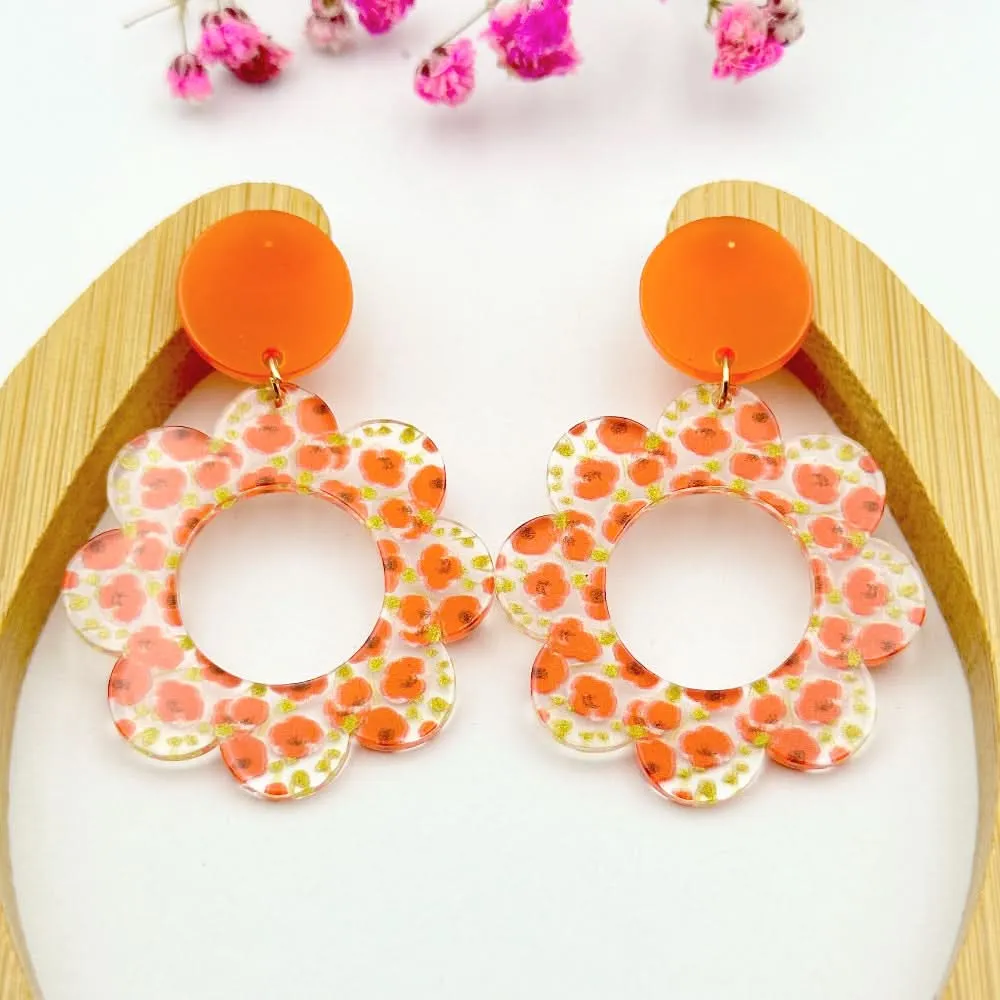 Floral Acrylic Earrings – Lightweight Elegant Design